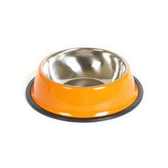 Pet Bowl Feeding Basin: Stainless Steel & Melamine Dual Use