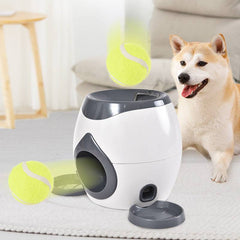 Tennis Food Reward MachineSAFE MATERIAL:  Non-odor material ABS. High-quality plastic is used to make this dog treat ball.UNIQUE FOOD LAUNCHER:  By placing the tennis ball (included) in the oTennis Food Reward MachinepetjoyzpetjoyzTennis Food Reward Machine