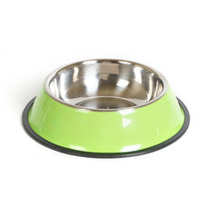 Pet Bowl Feeding Basin: Stainless Steel & Melamine Dual Use