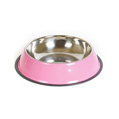 Pet Bowl Feeding Basin: Stainless Steel & Melamine Dual Use