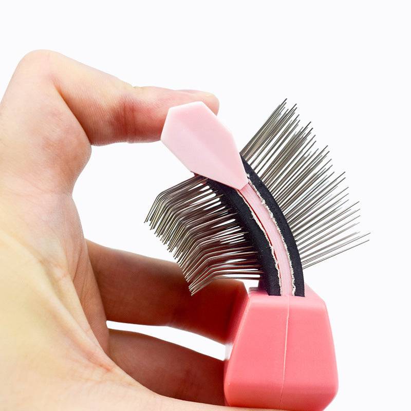 pet double-sided deshedding hair brush cleaning