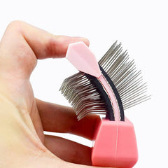 pet double-sided deshedding hair brush cleaning