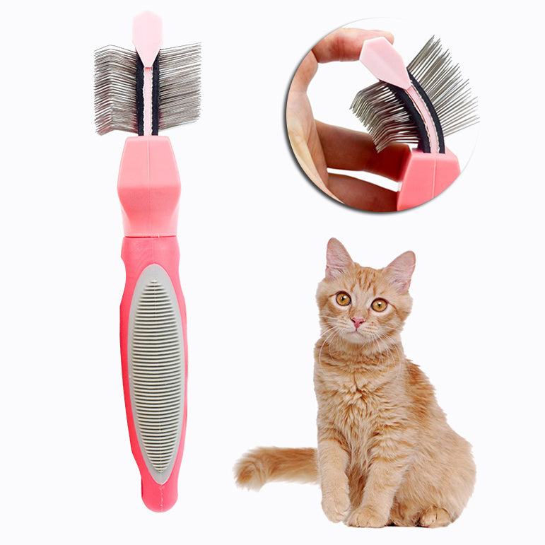 pet double-sided deshedding hair brush cleaning