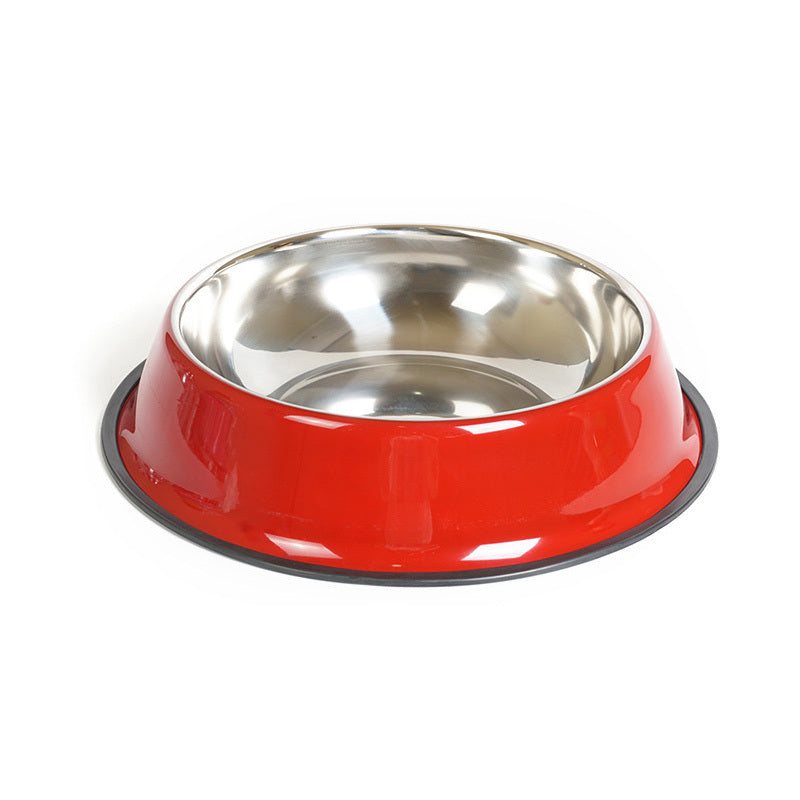 Pet Bowl Feeding Basin: Stainless Steel & Melamine Dual Use